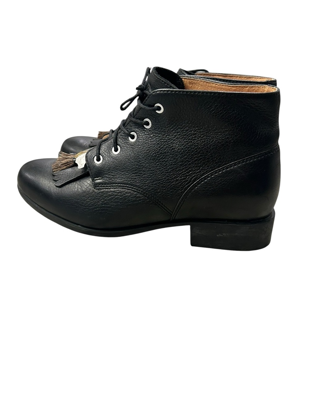 Ariat Jessie Black Leather Lace-Up Ankle Boots Kiltie Tassel Women’s 7B Western - Picture 7 of 12